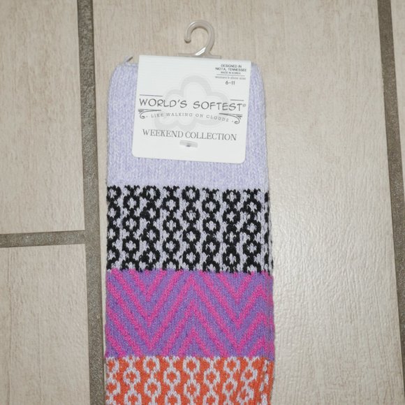 Worlds Softest Socks Weekend Gallery Textured Crew Womens Size 6-11 Lavender NWT - Picture 3 of 4